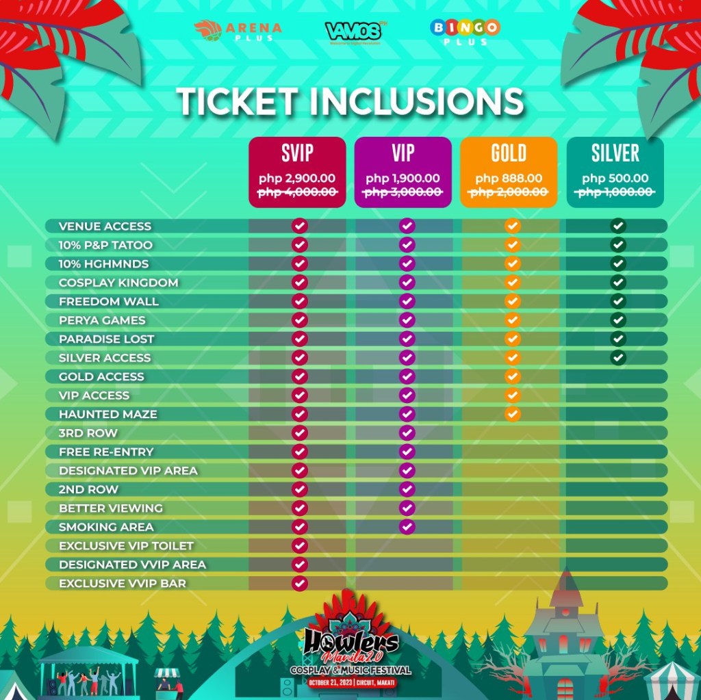 Howlers Manila 2.0 Cosplay & Music Festival 2023 Ticket Price