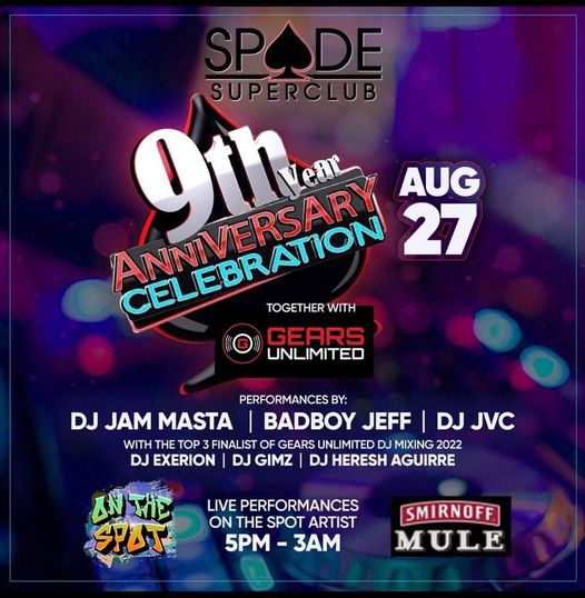 Spade and Gears Unlimited for 9th Anniversary Event Hire DJ